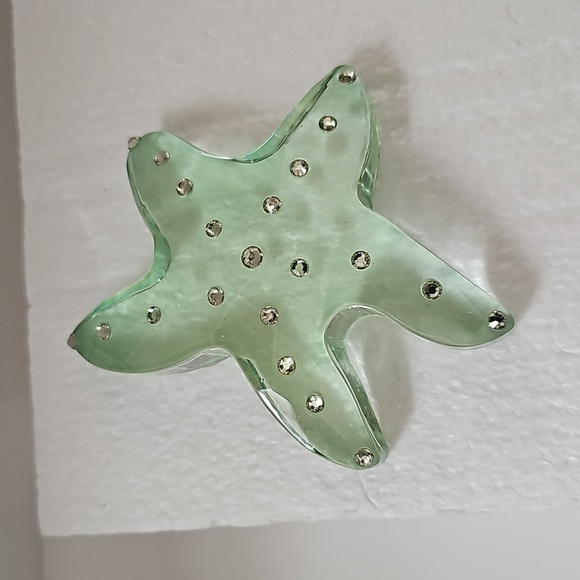 Tropical Starfish paperweight Aqua Crystal Sea Green 4" desk decor beach - Picture 5 of 7